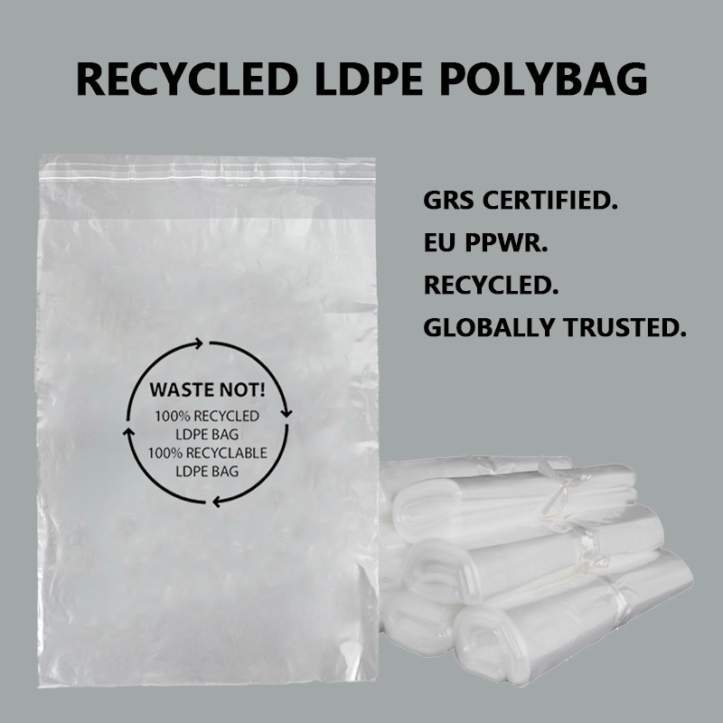 Torby do pakowania LDPE z recyklingu z certyfikatem GRS do zrównoważonego pakowania odzieży